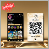 Instagram LUXURY イエロー&ブラック マーブル アゲート QR  名刺