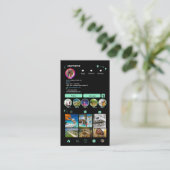 Instagram LUXURY グリーン&ブラック マーブル アゲート QR 名刺 (スタンド正面)
