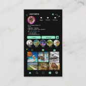 Instagram LUXURY グリーン&ブラック マーブル アゲート QR 名刺 (正面)