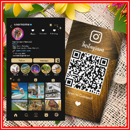 Instagram LUXURY ゴールド ブラック メタルQRコード 名刺