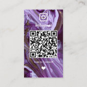Instagram LUXURY パープル&ブラック マーブル アゲート QR 名刺 (裏面)