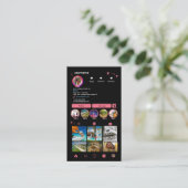 Instagram LUXURY ピンク&ブラック マーブル アゲート QRコード 名刺 (スタンド正面)