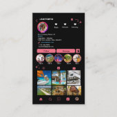 Instagram LUXURY ピンク&ブラック マーブル アゲート QRコード 名刺 (正面)