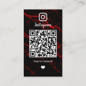 Instagram LUXURY 赤と黒の大理石 アゲート QR 名刺 (裏面)
