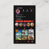 Instagram LUXURY 赤と黒の大理石 アゲート QR 名刺 (正面)