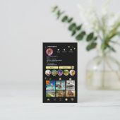 Instagram LUXURY 黒と金の大理石 アゲート QRコード 名刺 (スタンド正面)