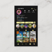 Instagram LUXURY 黒と金の大理石 アゲート QRコード 名刺 (正面)