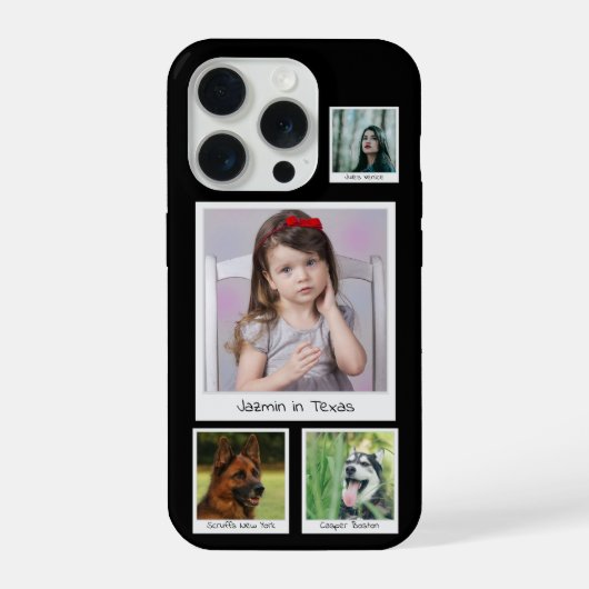 Instagram Memoriesコラージュ4枚の写真黒 iPhoneケース (裏面)