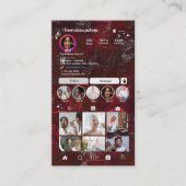 Instagram Metallic 素朴 Red QRコードソーシャルメディア 名刺 (正面)