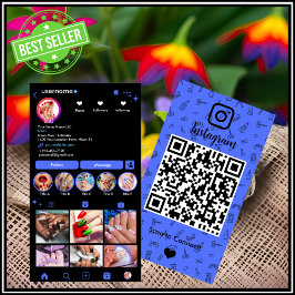 Instagram Nail Salon Blue | ソーシャルメディアQRコード 名刺