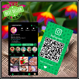 Instagram Nail Salon Green | ソーシャルメディアQRコード 名刺