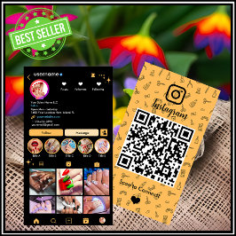 Instagram Nail Salon Peach | ソーシャルメディアQRコード 名刺
