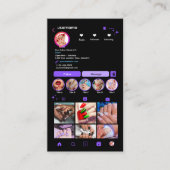 Instagram Nail Salon Purple | ソーシャルメディアQRコード 名刺 (正面)