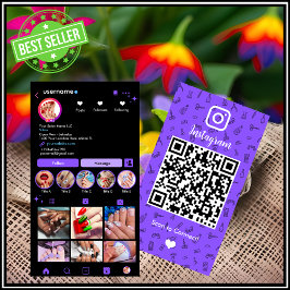 Instagram Nail Salon Purple | ソーシャルメディアQRコード 名刺
