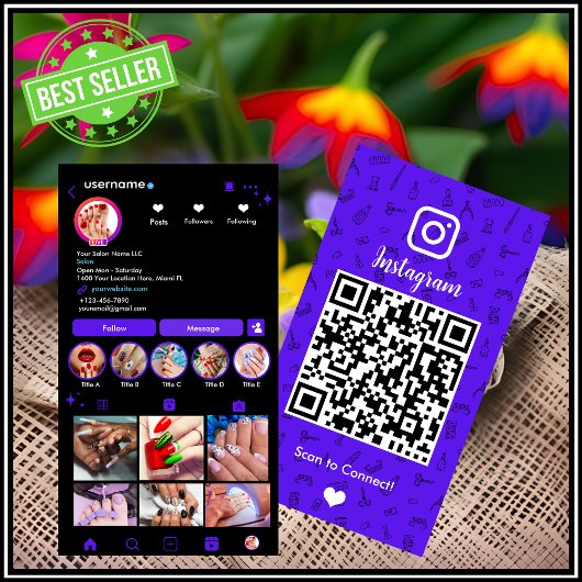 Instagram Nail Salon Violet | ソーシャルメディアQRコード 名刺