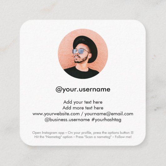 Instagram nametag写真ソーシャルメディモダンアトレンディー コーリングカード (裏面)