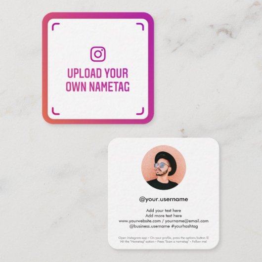 Instagram nametag写真ソーシャルメディモダンアトレンディー コーリングカード (正面/裏面)