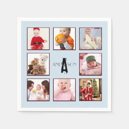 Instagram PHOTOナプキンズモノグラムエレガント スタンダードカクテルナプキン (正面)