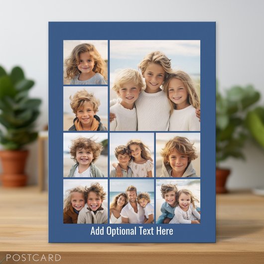 Instagram Photo Collageと9枚の正方形の写真を青で ポストカード