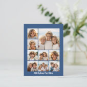 Instagram Photo Collageと9枚の正方形の写真を青で ポストカード (スタンド正面)