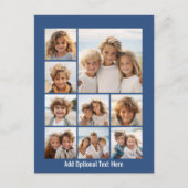 Instagram Photo Collageと9枚の正方形の写真を青で ポストカード (正面)