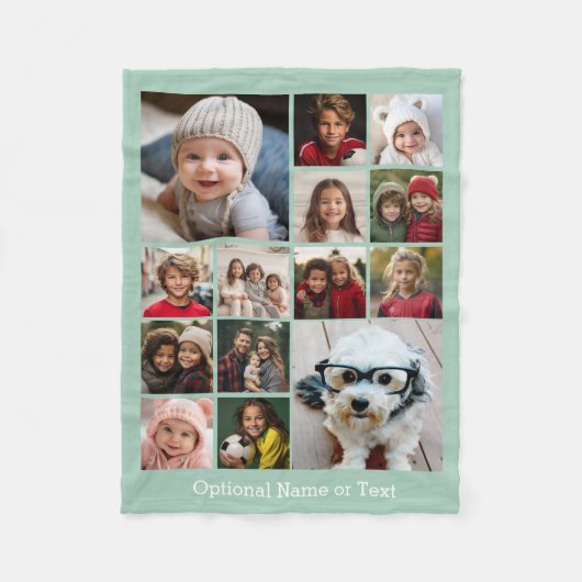 Instagram Photo Collage – 最大14枚の写真Mint フリースブランケット (正面)