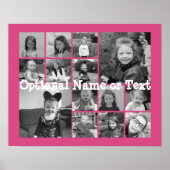 Instagram Photo Collage – 最大14枚ピンク ポスター (正面)