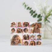 Instagram Photo Collage – 最大14枚ピンク ポストカード (スタンド正面)