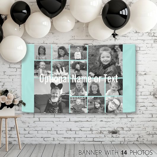 Instagram Photo Collage 14枚の写真が青に変わる 横断幕