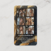 Instagram Photo Collage Social Media Black Gold 名刺 (裏面)