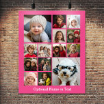 Instagram Photo Collage - Up to 14 photos Pink ポスター<br><div class="desc">A design with a colorful background. Use up to fourteen square photos to create a unique and personal gift. If you need to adjust the pictures,  click on the customize tool to make changes.</div>