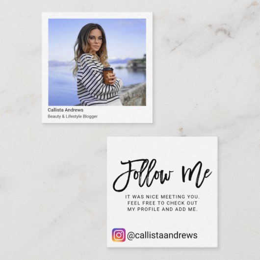 Instagram Photo Social Media私のバ後を追ロガー スクエア名刺 (正面/裏面)