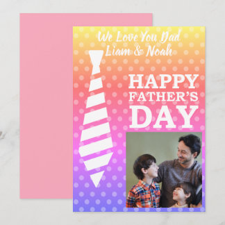 Instagram Photo Tie Dots ファンキー Faters Day Card 招待状