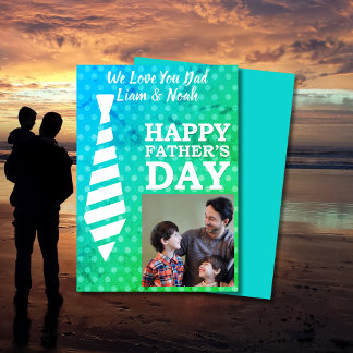 Instagram Photo Tie Dots Blue Faters Day Card 招待状