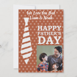Instagram Photo Tie Dots Brown Faters Day Card 招待状