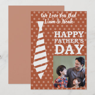 Instagram Photo Tie Dots Brown Faters Day Card 招待状
