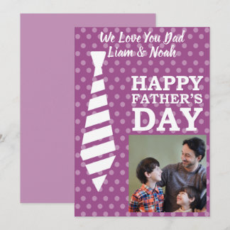 Instagram Photo Tie Dots Purple Faters Day Card 招待状