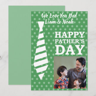 Instagram Photo Tie Green Dots Faters Day Card 招待状