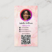 Instagram POSTメイクアップアーティストピンクマーブルQRコード 名刺 (裏面)