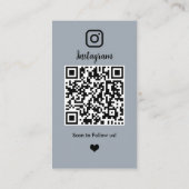 Instagram QRコードソーシャルメディアほこりっぽいブルー 名刺 (裏面)