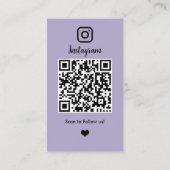 Instagram QRコードソーシャルメディアラベンダー 名刺 (裏面)
