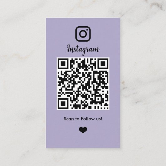 Instagram QRコードソーシャルメディアラベンダー 名刺 (裏面)
