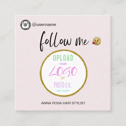 *~* INSTAGRAM ~ qrコードソーシャルメディアロゴの四角形  スクエア名刺 (正面)