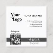 Instagram Qrコードソーシャルモダンメはっきりしたディア後を追ー スクエア名刺 (裏面)