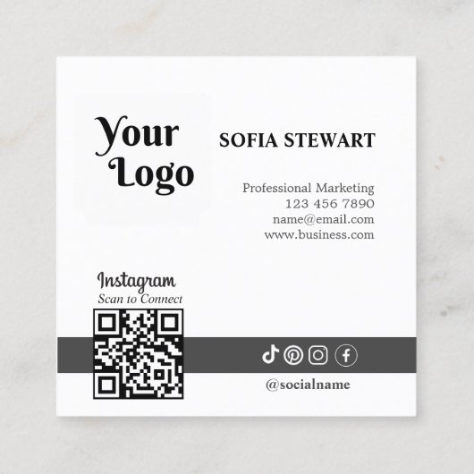 Instagram Qrコードソーシャルモダンメはっきりしたディア後を追ー スクエア名刺 (裏面)