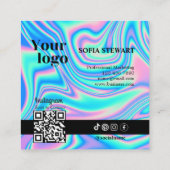 Instagram Qrコードホログラフィックソーシャルメディア後を追 スクエア名刺 (裏面)