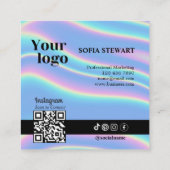 Instagram Qrコードホログラフィックソーシャルメディア後を追 スクエア名刺 (裏面)