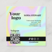 Instagram Qrコードホログラフィモダンッはっきりしたク後を追ラ スクエア名刺 (裏面)