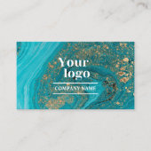 Instagram Qrコードマーブルはっきりしたアゲートターコイズティール(緑がかった色) 名刺 (正面)
