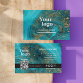 Instagram Qrコードマーブルはっきりしたアゲートターコイズティール(緑がかった色) 名刺